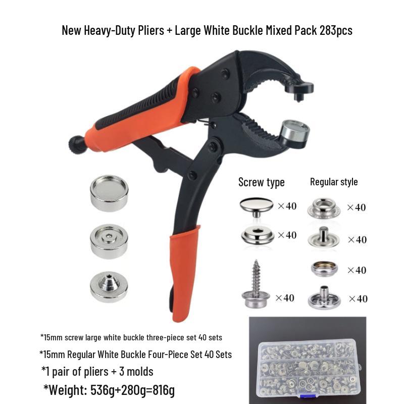 Heavy Duty Adjustable Snap Fastener Tool for Boat Covers with Large White Buckle