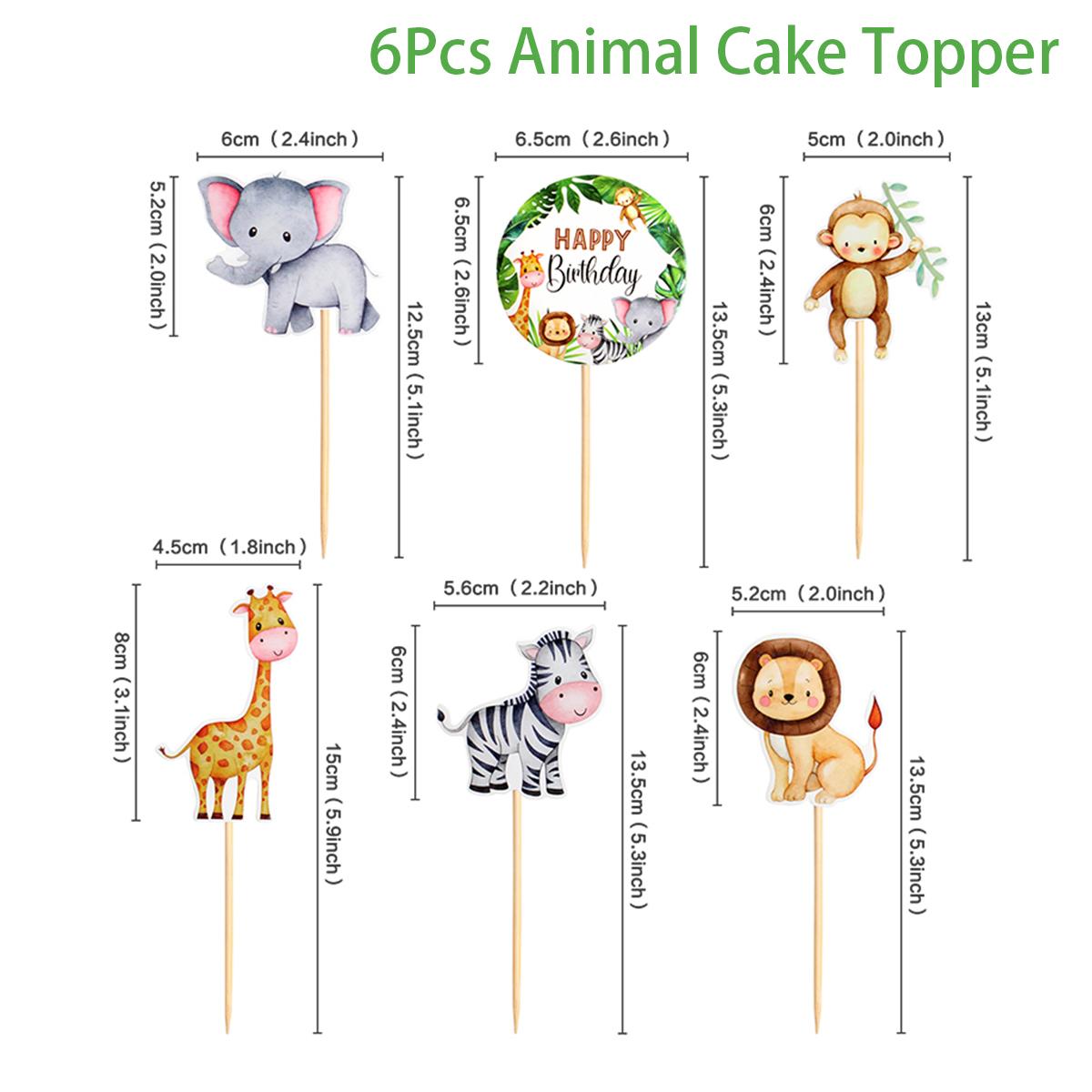 

Wild Amimal Cake Topper Cute Forest Safari Jungle Cartoon Animal Happy Birthday Cake Decoration Woodland Wild One Party Supplies