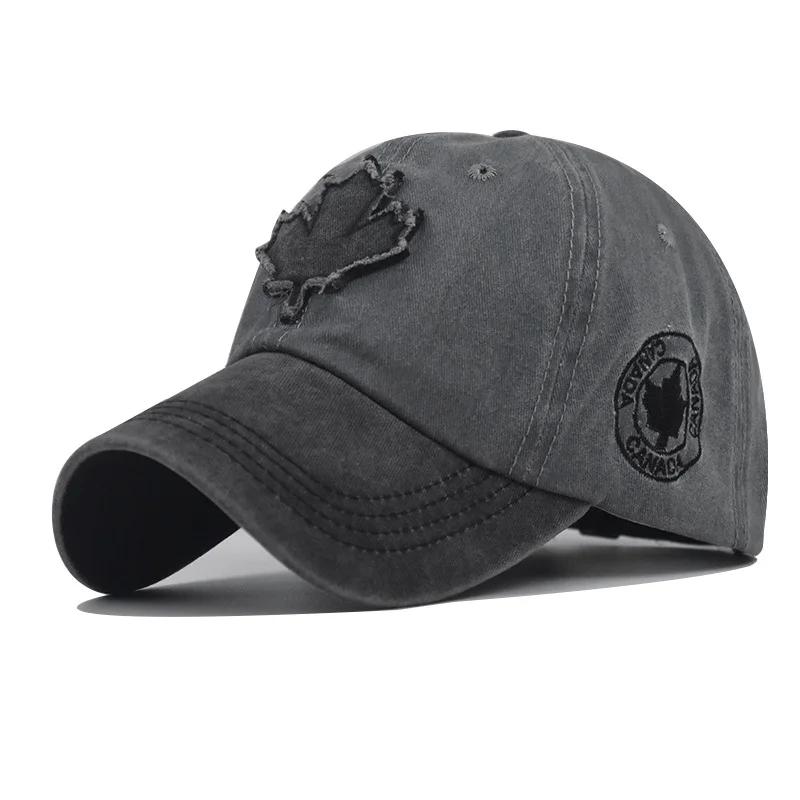 

Maple Leaf Embroidery Washed Baseball Caps CanadaAdjustable Sun Protection Snapback Caps For Unisex Women Sports Hiking Golf Hats