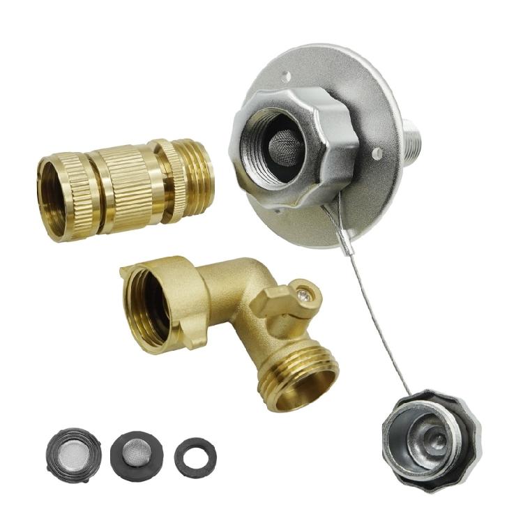 All Weathers Stainless Steel RVs Water Inlet Adapter Set Sealed Anti Leak Design for Multiple Tank Models