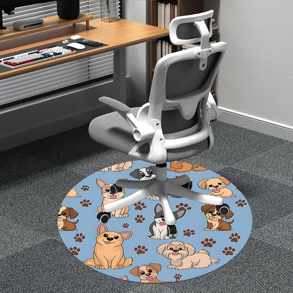 1 Stück Hundepfoten Büro Runder Teppich, Matte Geeignet für Büro, Unter Bürostühlen Schlafzimmer Wohnzimmer Heimdekoration, Raumdeko