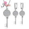 Round Pan Design Silver Color Women Jewelry Sets With 1pc Necklace Chain+1pair Earrings High Quality Crystal CZ Settings Jewelry
