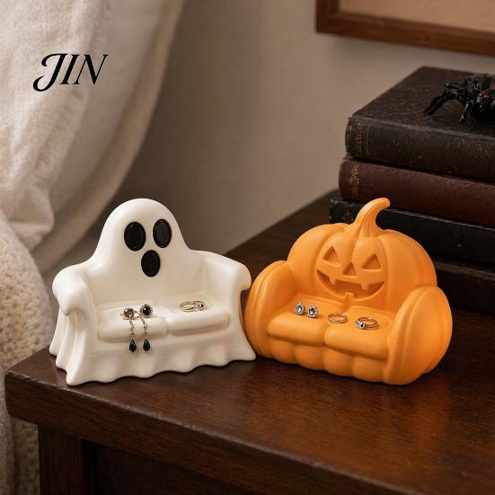 Unique Home Decorations 3D Printed Ghost Pumpkin Sofa Ornaments, Spooky Cute Halloween Desk Decor Tray, Haunted Accessories House Shelf Ornament