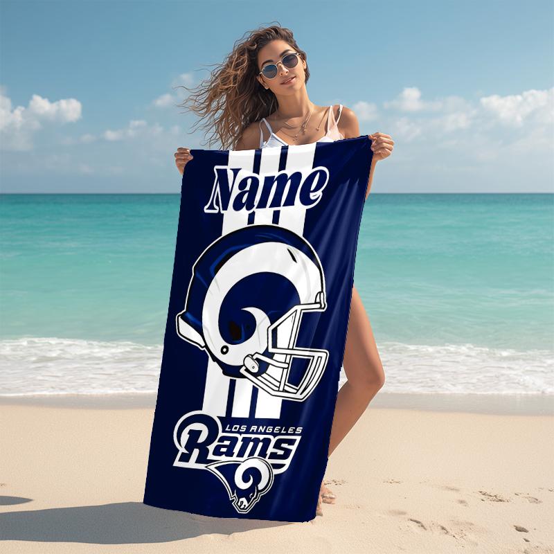 Personalized Rams Helmet Print Beach Towel Microfiber Beach Towel Thin Absorbent for Beach Swimming Yoga Bath Sports. 0910359