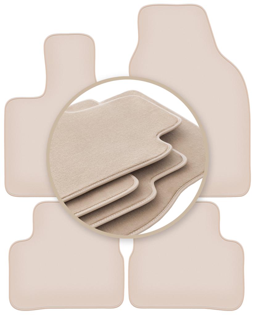 PREMIUM beige Fußmatten für: Fiat E-500 / 500 Electric Schrägheck 2020-