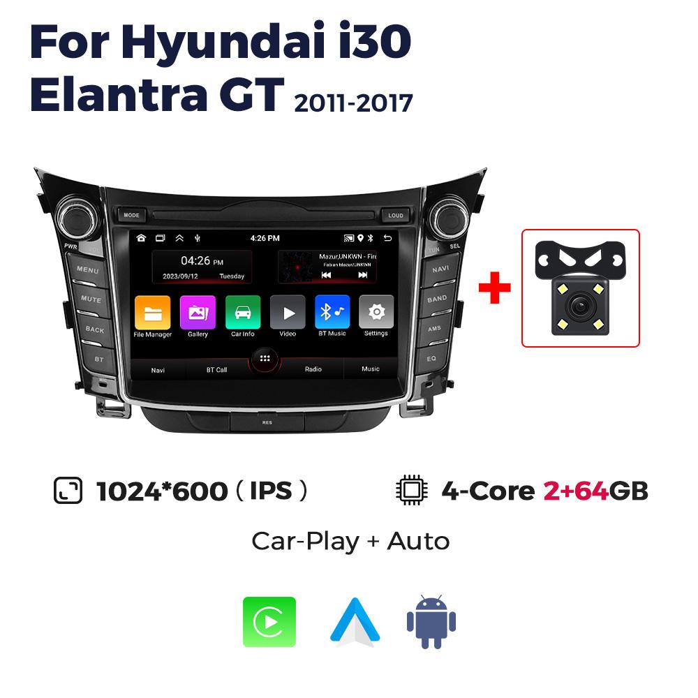 7'' Car Radio for Hyundai I30 Elantra GT 2011-2017 Carplay Android Auto Screen Multimedia Player GPS Navigation RDS FM Autoradio