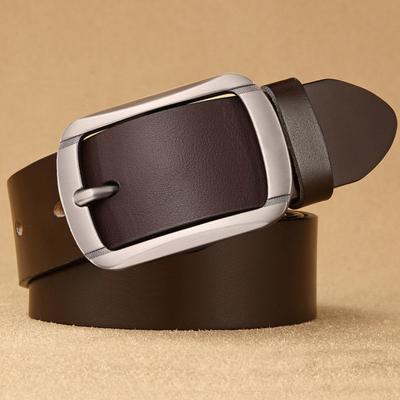 Men's Belt Retro Business Trend Pin Buckle Cowhide Belt Casual Versatile Young and Middle Aged Trousers