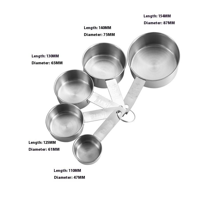 

5Pcs/Set Stackable Measuring Cups And Spoons Set With Scale Stainless Steel Coffee Measuring Spoon Home Kitchen Accessories