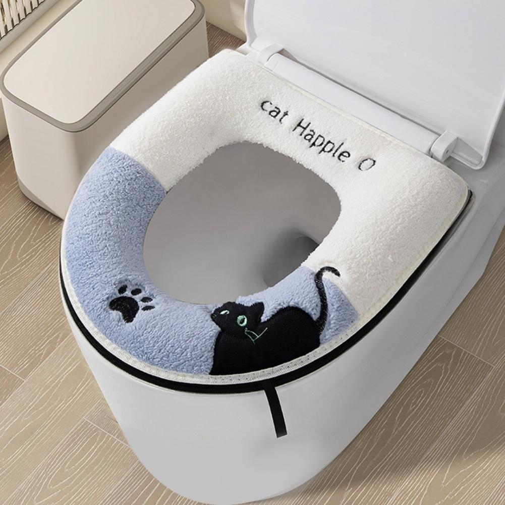 Soft Plush Fabric U-shaped Toilet Seat Toilet Seat Cover Zipper Installation