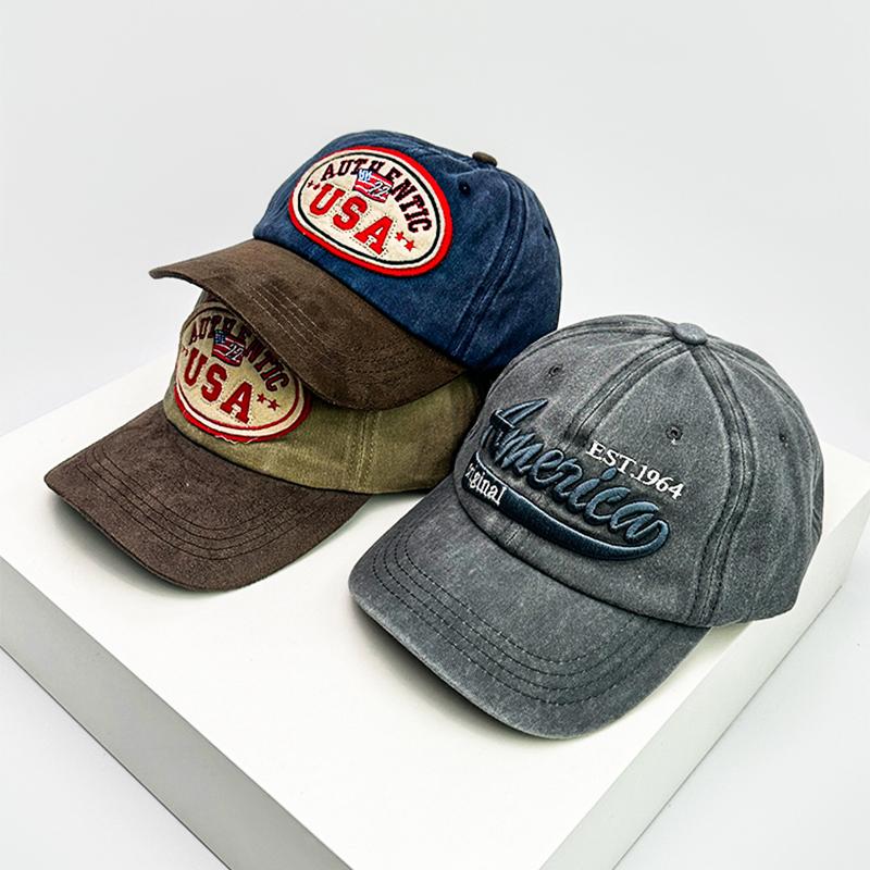 Personal Letter Embroidery Baseball Hats Breathable New Unisex Sunshade American Retro Peaked Caps Distress Versatile Street ins