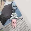Cute Flocking Animal Keychain Cat Bear Doll Bowknot Pendant Keyring Accessories