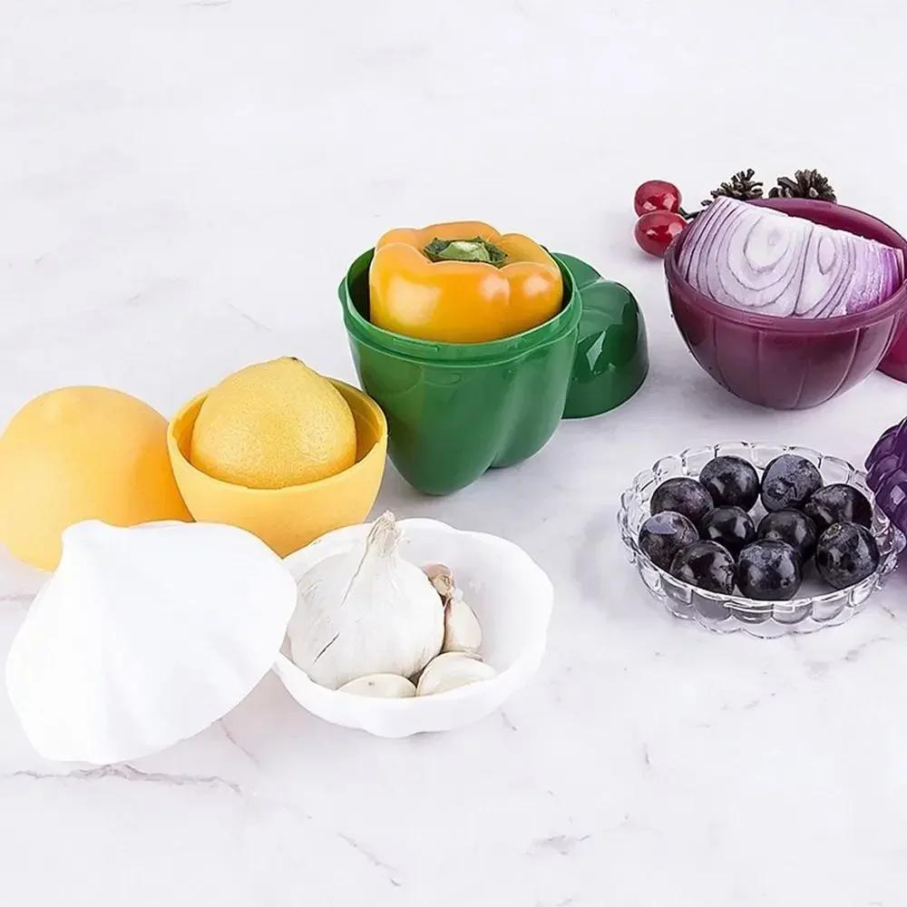 1-10PCS Kitchen Storage Container for Vegetables Fruits Onion Lemon Keeper Freshness Preserver Refrigerator Organizer with Lid