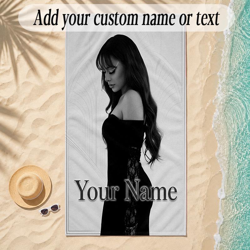 Beach TowelAyliva Custom Name Text Personalized Soft Towel for Beach Pool Indoor Home Decor Gift