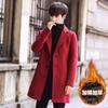 2019 Mens Wool Blend Coat Slim Fit Mid-Length Overcoat Thick Warm Winter Outerwear