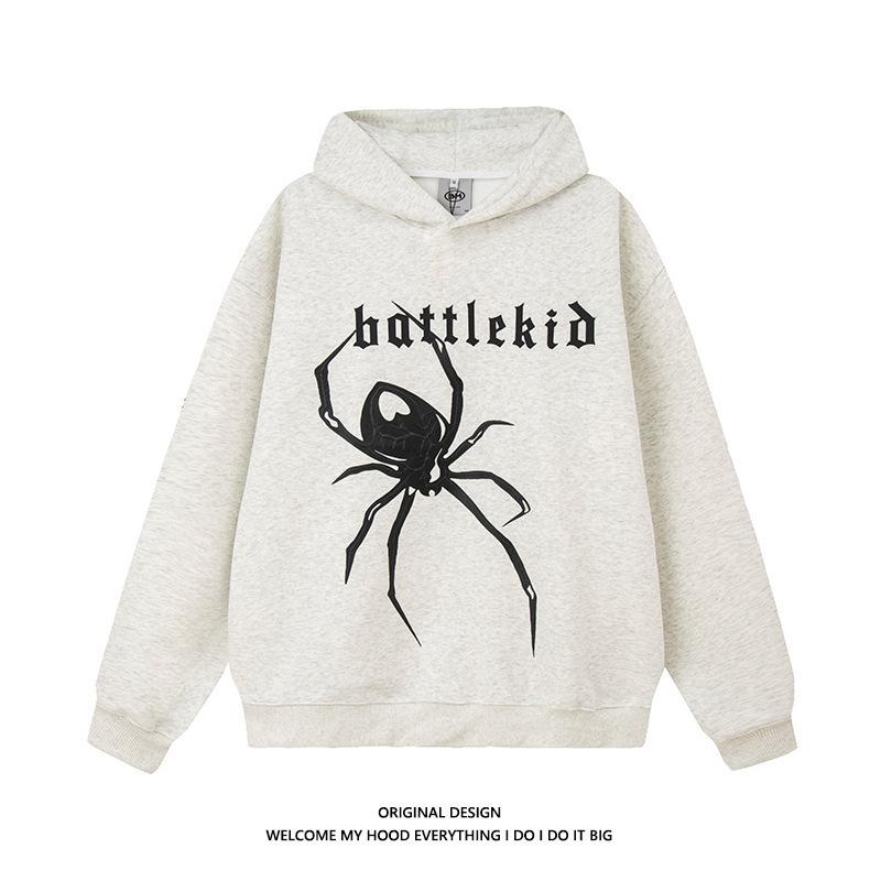 Black Spider Hooded Sweater Loose Couple Coat Tide