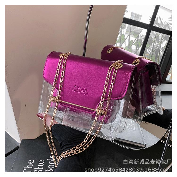 Popular small bag women 2025 new fashion messenger small bag chain bag transparent child and mother bag small square bag
