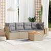 Vidaxl 5-Cz. Garden Furniture Set With Cushions, Beige, Poly Rattan