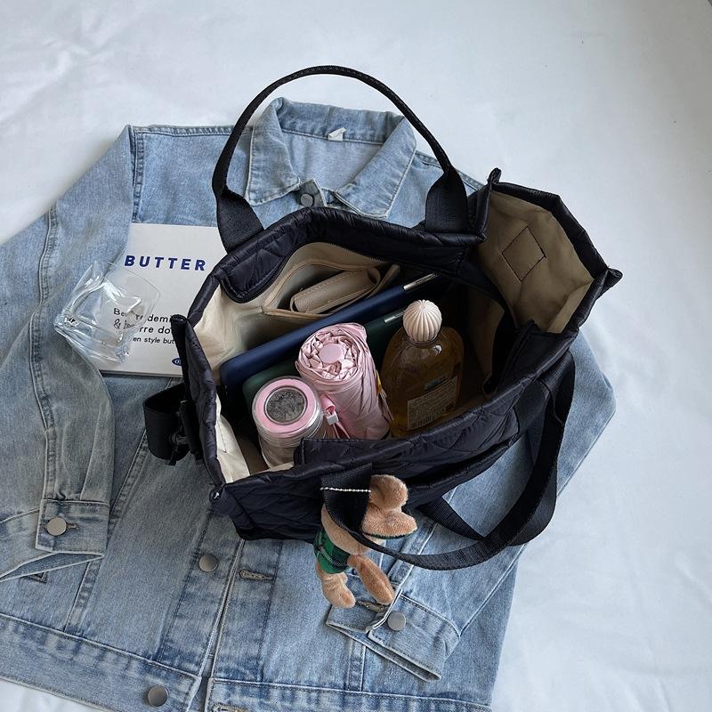 Bag Women's Korean Ins Cotton Bag 2025 New Diamond Large-capacity Portable Tote Bag Commuter Shopping Shoulder Bag