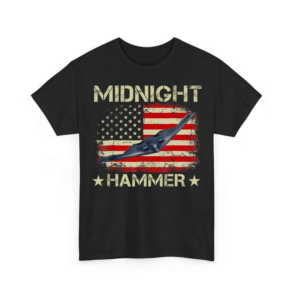

Retro Midnight Hammer B2 Stealth Jet Operation USA Flag Tee Unisex TShirt Unisex T-Shirt XL