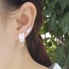 Asymmetric Two Piece Hanging Cat & Tiny Fish Shape Silver Stud Earrings Minimalist Cartoon Animal Ladies Casual Accessories