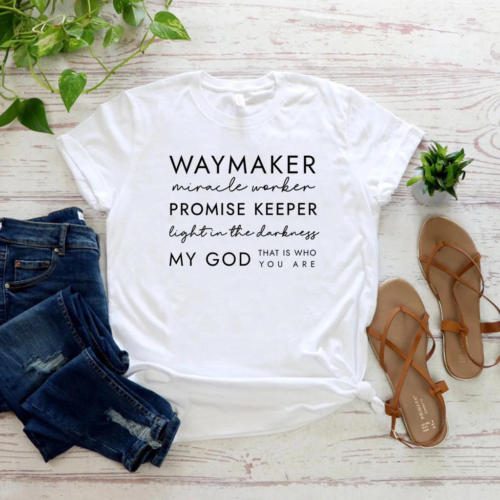 Waymaker T Shirt Christian Tee Faith Tops Religious Jesus Tshirt Women's Short Sleeve Graphic T Shirts Casual Bible Verse Clothes