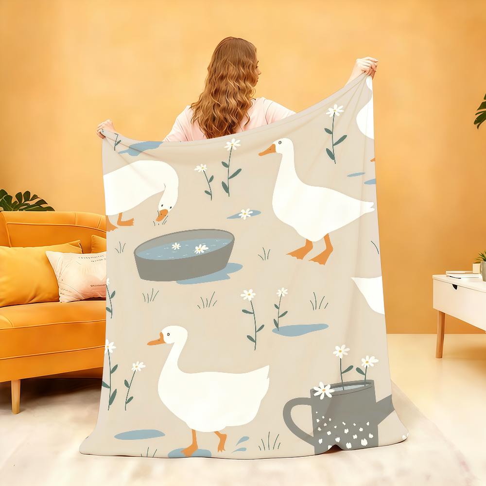 Stilvolle Gans Muster Decke Weiche Überwurfdecke für Zuhause Schlafzimmer Bett Sofa Picknick Reise Büro Ruhe Abdeckung Decke Geschenk