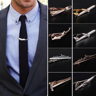 1Pc Men's Fashion Necktie Pin Suit Jewelry Metal Tie Clasps Tie Clip Gifts Bar Wedding Steamship Dolphin Airplane Tableware Shap