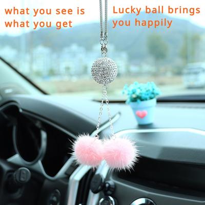 Lucky Bright Crystal Tassel Nertsenbont Bal Auto Achteruitkijkspiegel Hanger Auto-interieur Decoratie Hanger