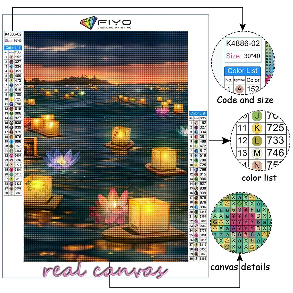 5D DIY Diamond Embroidery Thaise Lampion And Lotus Flower Light Diamond Painting Mosaic Home Decoration