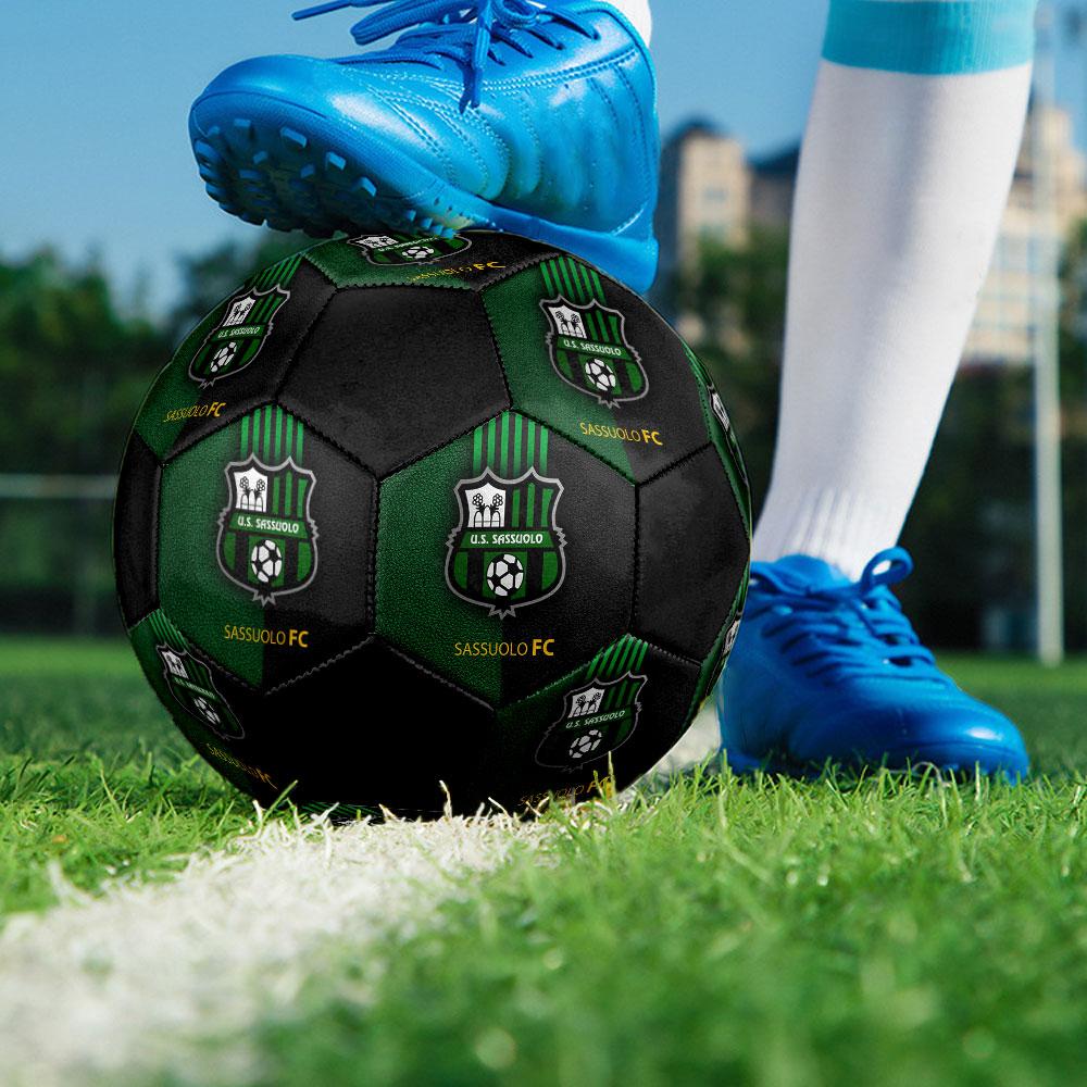 Sassuolo FC Size 5 Soccer Ball, Machine-Stitched PVC, Durable & High Bounce, All Ages Fit, Fan Merchandise, Matches & Outdoor Use.