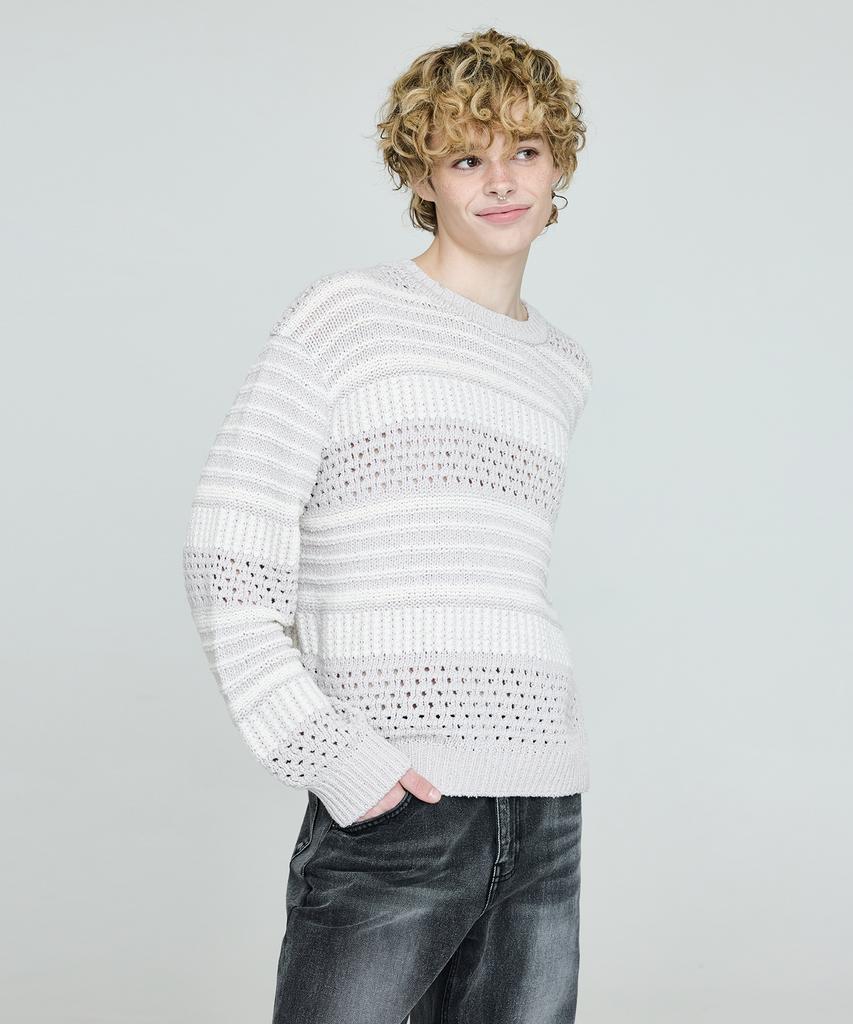 INSTANTFUNK Men'S Color Block Knit - Light Gray