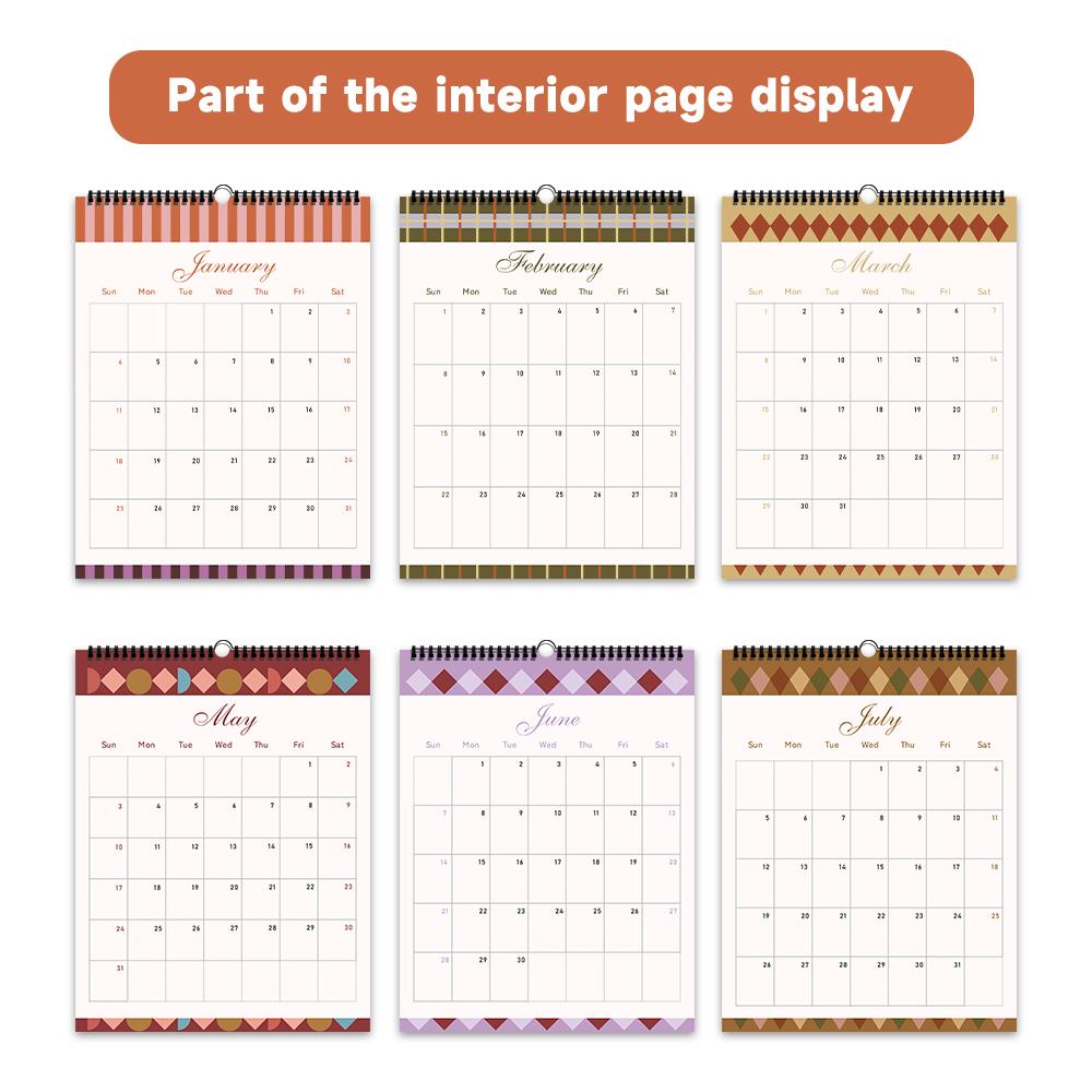 1 Stück 2026 Wandkalender, Abstraktes geometrisches Design, Morandi-Farbe, 12 wunderschöne Designs, Perfektes Geschenk für Geburtstag, Weihnachten, Neujahr