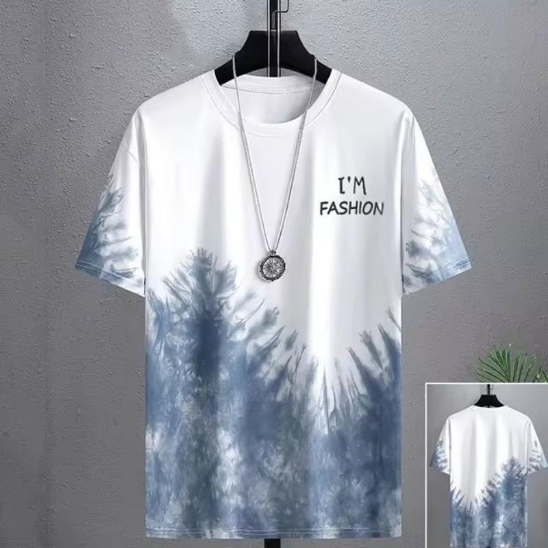 Fashion Trendy Men's T-Shirt Letter Gradient 3d Printed T-Shirts Casual Loose Short Sleeved Tees Oversized Men's Clothing Tops
