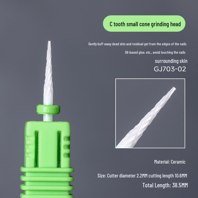 

Керамічна шліфувальна головка для нігтів для видалення нігтів і мертвої шкіри - Ненагрівальна змінна насадка для дриля.