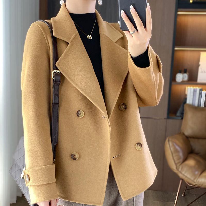 

Wool Double-Sided Petite Coat for Middle-Aged Women - Short, Loose, Chinese Fragrance Style Jacket XL 72.5-80 kg