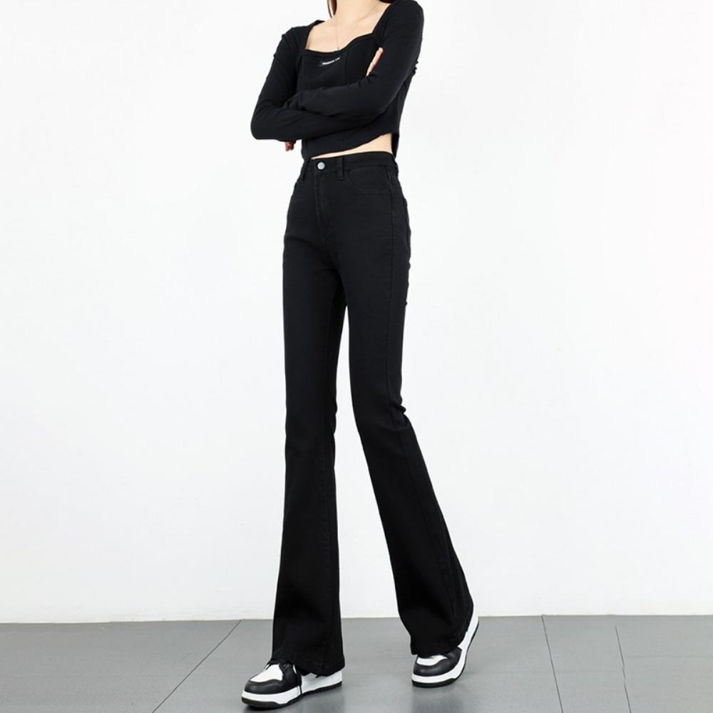 Korean Version of Micro-pull Jeans Women's Spring and Autumn New High-waisted Slim-fitting and Thin Versatile Chic Horn Jeans