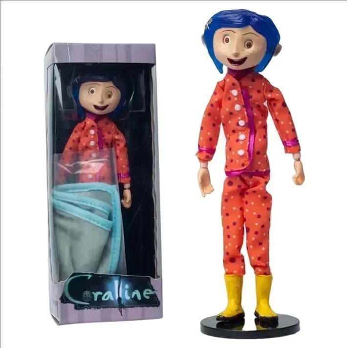IN stock NEW NECA Coraline in Striped Shirt / Yellow Raincoat 7" ABS/PVC Action Figure Toy Doll