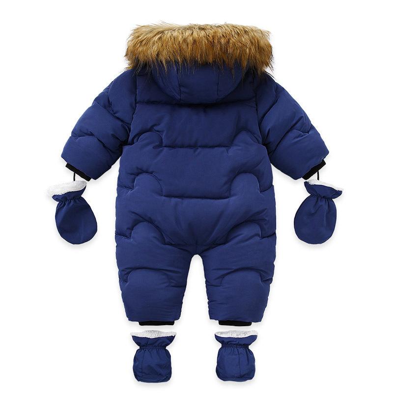 0-24M Newborn Baby Girl Clothes Winter Cotton Baby Romper With Gloves Children's Jumpsuit Hooded Plus Velvet Infant Clothing Set