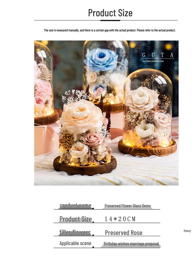 Věčná růže v prosklené kopuli - Perfektní dárek na Valentýna, výročí nebo narozeniny pro přítelkyni, kamarádku, přítele nebo manželku.