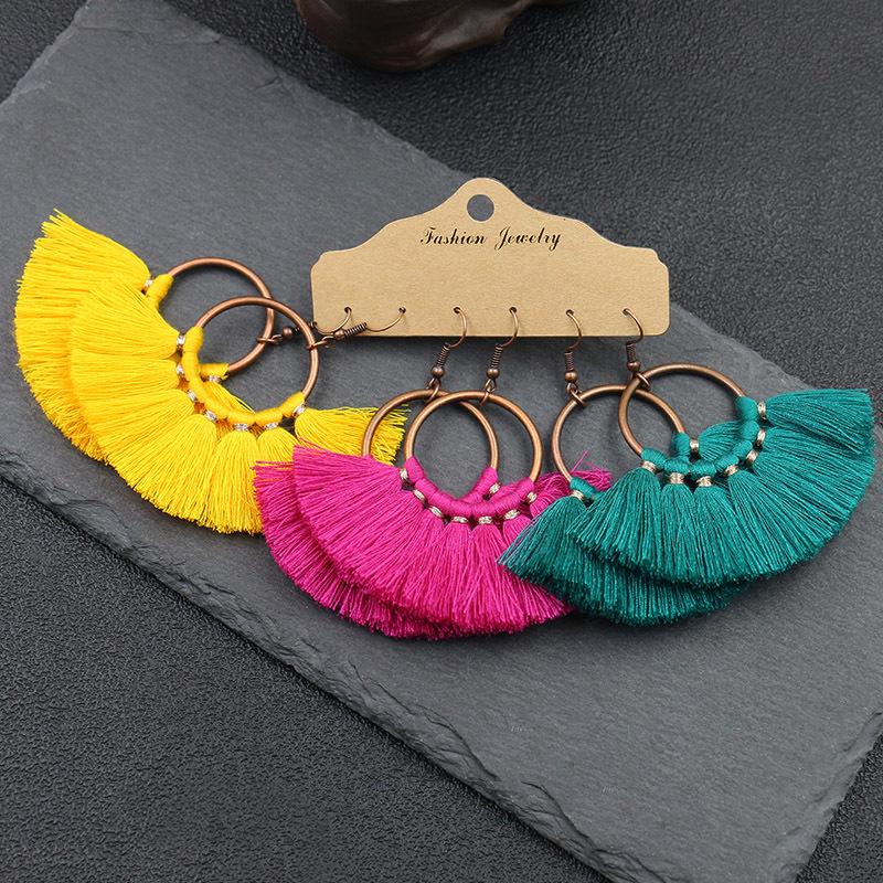 Fashionable Round Pendant Tassel Earrings - Vibrant, Generous, Trendy Street-Style Jewelry