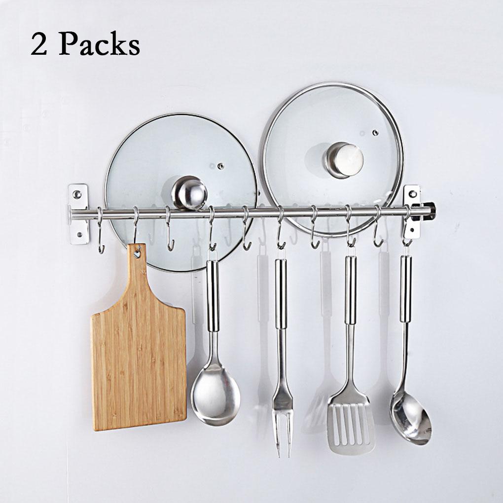 Wandmontierter beweglicher Hakenaufhänger Edelstahl Küchenschiene Handtuchhalter Utensil Hängeregal