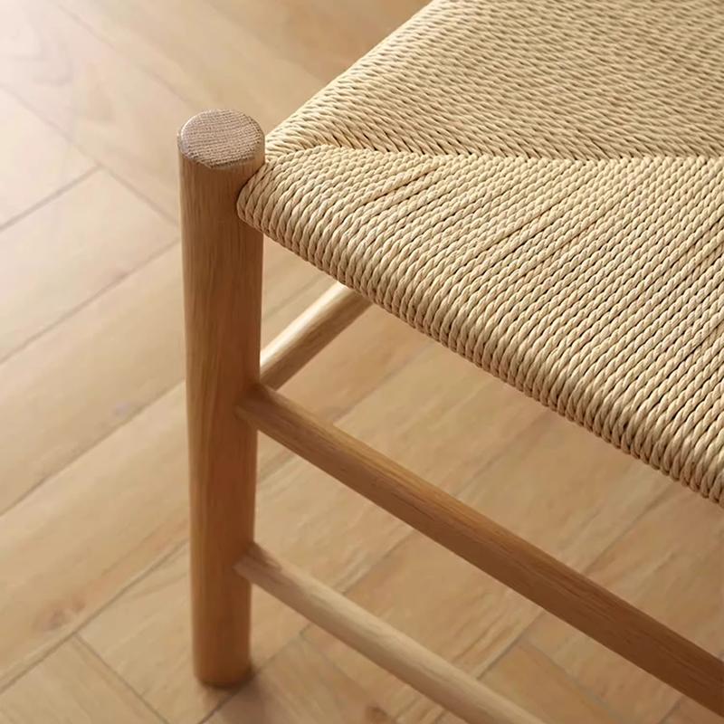 Wooden Dining Chair Retro Straw Rope Weaving Chairs Creative Portable Interior Furniture Dining Chair Simple Art Design Chairs