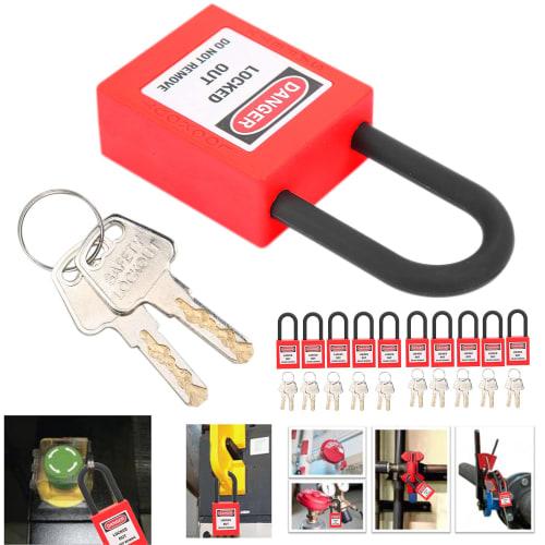 Zerodis. Lockout Tagout Lock, Safety Padlock, Insulated Lockout Lock, Lockout Padlock for Mechanical Equipment (Red)