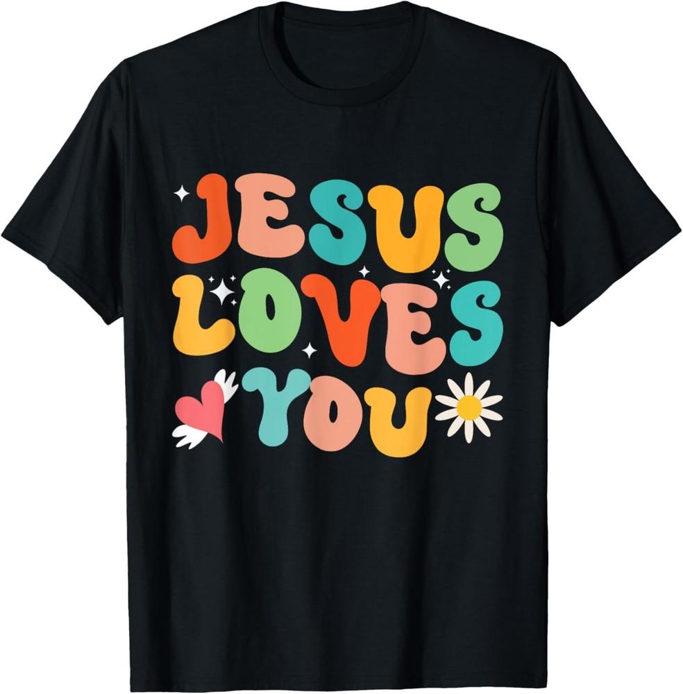 Иисус Любит Тебя Крутой Стиль Христианская Религиозная Футболка с Богом Унисекс Футболка S