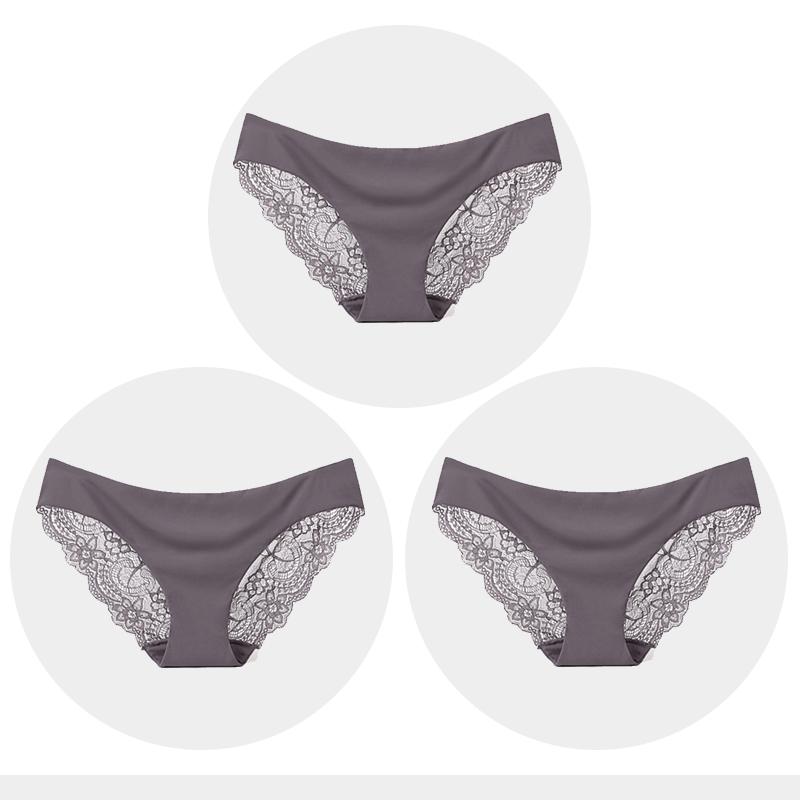 Women's Seamless Underwear Leopard Intimate Women Sexy Lace Black Floral Panties Seamless Panty 3 Pcs/set