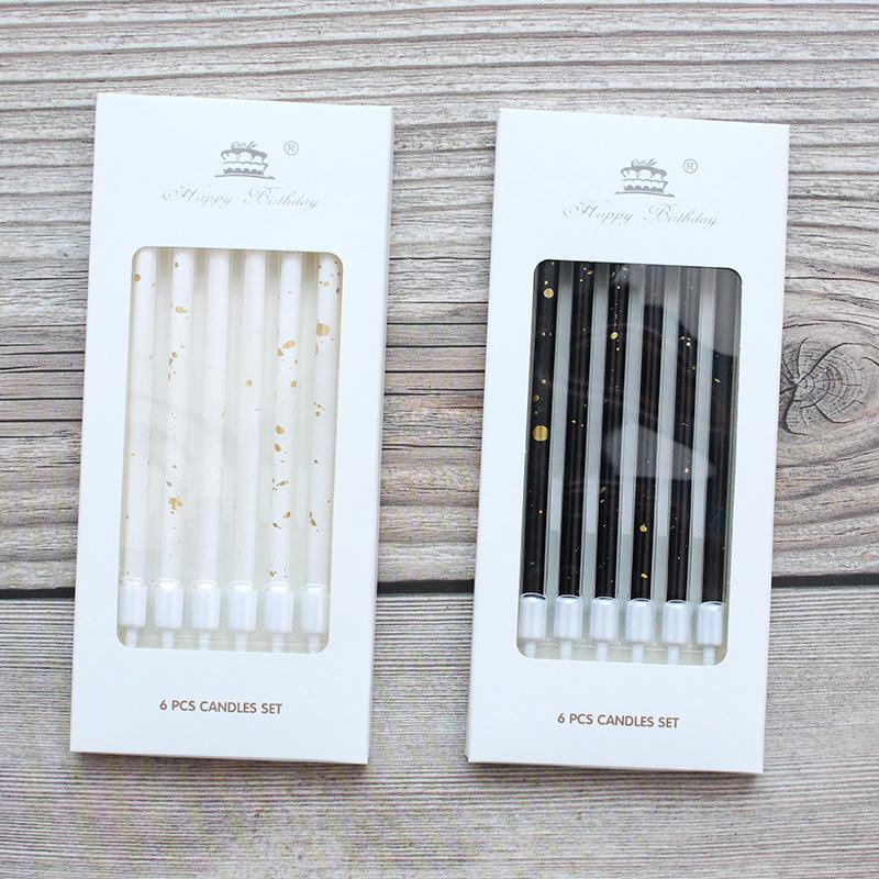 New Black and White Gold Dot A8 Straight Pole Pencil Candle Birthday Party Party Long Pole Box Baking Candle