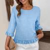 Women's Short-sleeved Round-neck Solid Color Tops Loose European And American Lace Sleeves Shirt