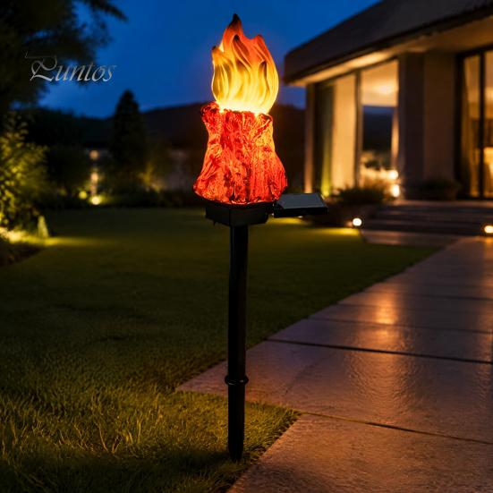 Automatic Dusk to Dawn Lights Solar Flame Garden Light, Waterproof LED Torch Light with Stake, Outdoor Path for Patio Bonfire Walkway Courtyard