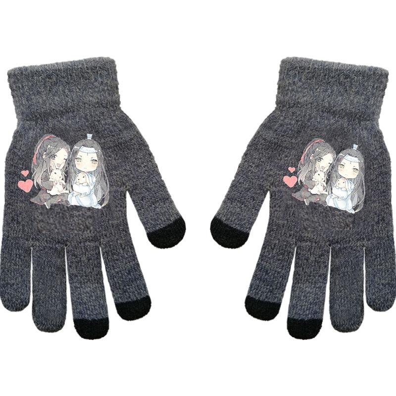 Black Butler Charles Sebastian Anime Online Game Peripheral Gloves Gray Full-finger Autumn and Winter Warm and Cold Protection