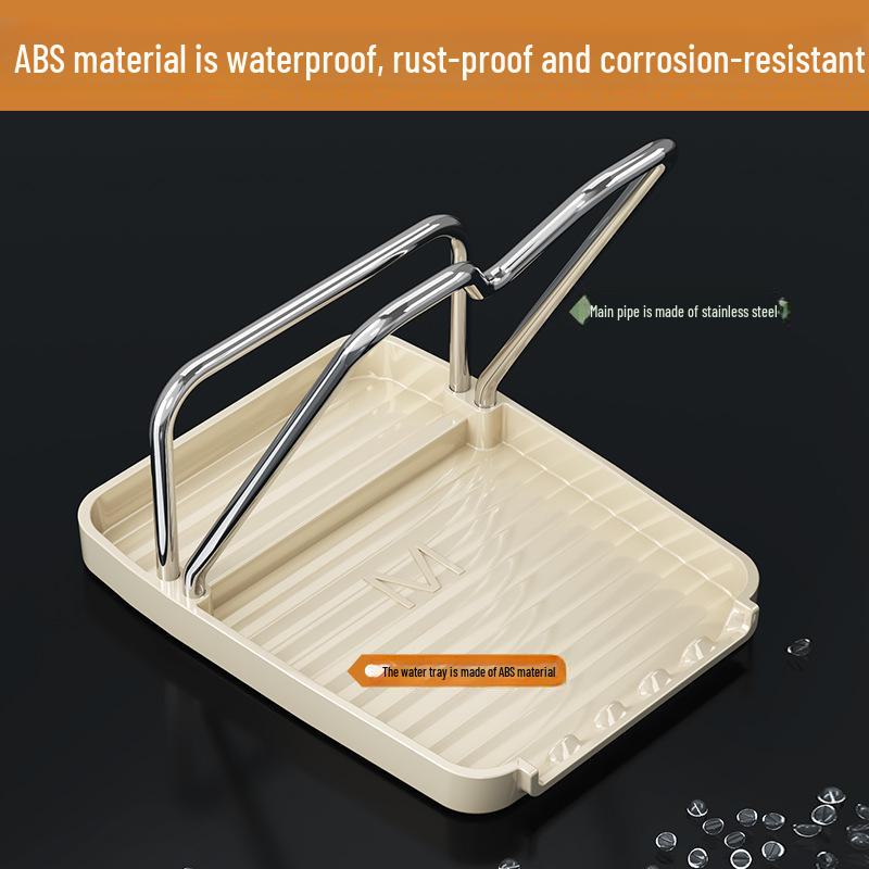 Raft de bucătărie multifuncțional: Suport Spatulă și Capac Oală cu Drenaj